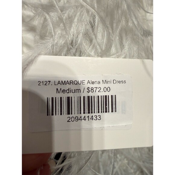 LAMARQUE Alena Mini Dress Womens Size M White V-Neck Sleeveless Feather - Picture 5 of 12